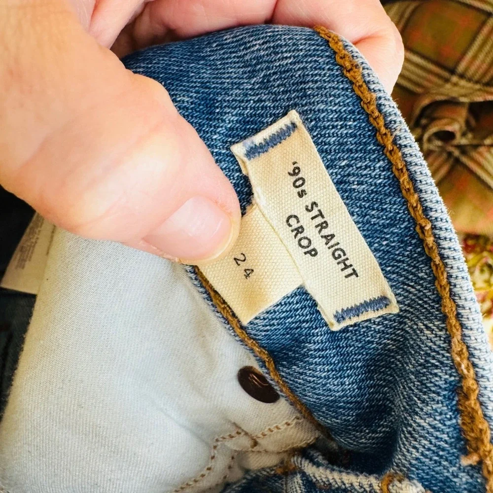 Madewell 90s Straight Crop Jeans High Rise Stretch Denim Blue Ankle‎ Size 24